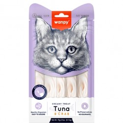  Wanpy Creamy Lickable Treats Tuna & Crab, кремові ласощі для котів, з тунцем та крабом, 5 стіків по 14 г