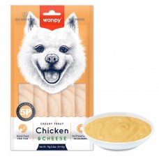 Wanpy Creamy Lickable Treat Chicken&Cheese (Ванпі), кремові ласощі для собак, з куркою та сиром, 5 шт по 14 г
