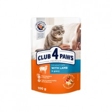  Club 4 Paws Premium (Клуб 4 Лапи Преміум), вологий корм для дорослих котів, з ягням в соусі, 85 г