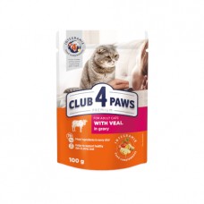  Club 4 Paws Premium (Клуб 4 Лапи Преміум), вологий корм для дорослих котів, з телятиною в соусі, 85 г