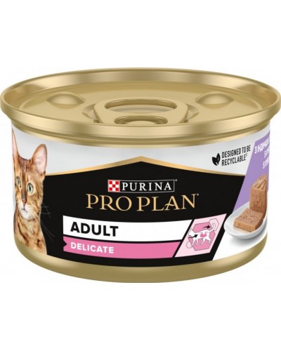 Purina Pro Plan Delicate Паштет з індичкою для котів з чутливим травленням, банка, 85 г