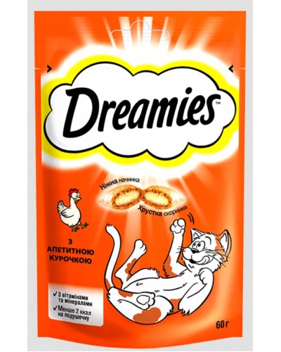 DREAMIES, ласощі для котів, подушечки з куркою, 60 г
