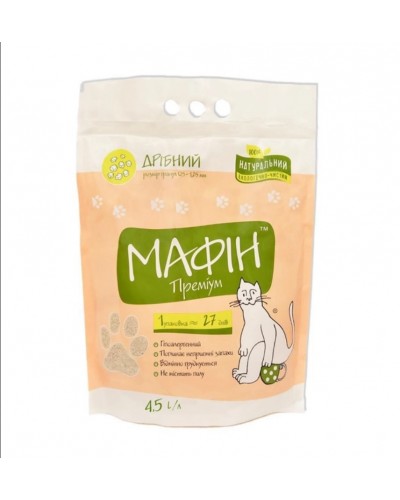 Мафін Преміум, наповнювач бентонітовий для котячого туалету, дрібний, 4.5 л, 3.7 кг
