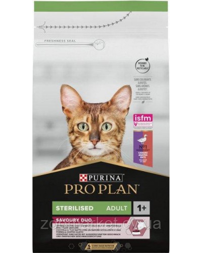 Сухий корм для стерилізованих котів Purina Pro Plan Sterilised Duck & Liver, з качкою та печінкою, 10 кг Сухий корм для стерилізованих котів Purina Pro Plan Sterilised Duck & Liver, з качкою та печінкою, 10 кг
