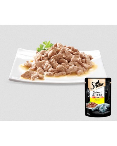 Sheba Select Slices (Шеба Селект Слайсес), cоковиті шматочки з куркою в ніжному соусі , 85 г Sheba Select Slices (Шеба Селект Слайсес), cоковиті шматочки з куркою в ніжному соусі , 85 г
