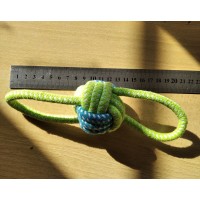 М'яч плетений мотузяний з двома ручками, м'ячик іграшка для собак, салатовий, 5 см, 1 шт