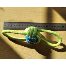 М'яч плетений мотузяний з двома ручками, м'ячик іграшка для собак, салатовий, 5 см, 1 шт