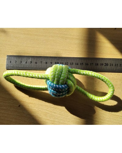 М'яч плетений мотузяний з двома ручками, м'ячик іграшка для собак, салатовий, 5 см, 1 шт