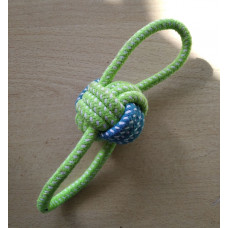 М'яч плетений мотузяний з двома ручками, м'ячик іграшка для собак, салатовий, 5 см, 1 шт