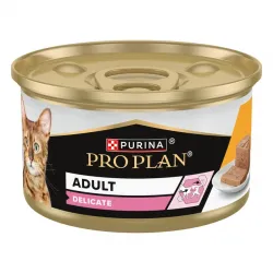 Промо-набір Упаковка вологого корму для дорослих котів Purina Pro Plan Delicate Мус з куркою для чутливого травлення банка 85 г х 12 шт