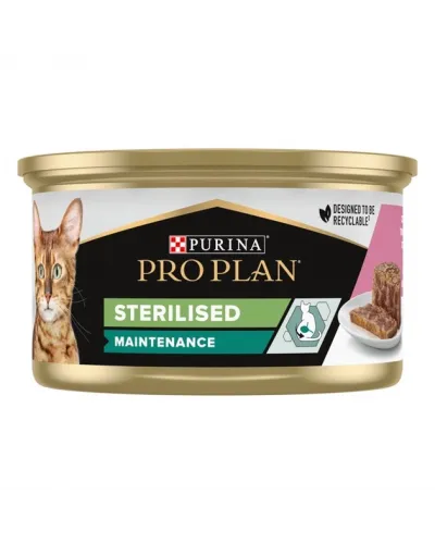 Purina Pro Plan Sterilised Шматочки в паштеті з тунцем та лососем для стерилізованих котів, банка, 85 г