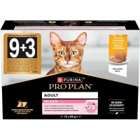 Промо-набір Упаковка вологого корму для дорослих котів Purina Pro Plan Delicate Мус з куркою для чутливого травлення банка 85 г х 12 шт
