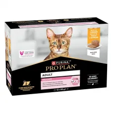 Промо-набір Упаковка вологого корму для дорослих котів Purina Pro Plan Delicate Мус з куркою для чутливого травлення банка 85 г х 12 шт