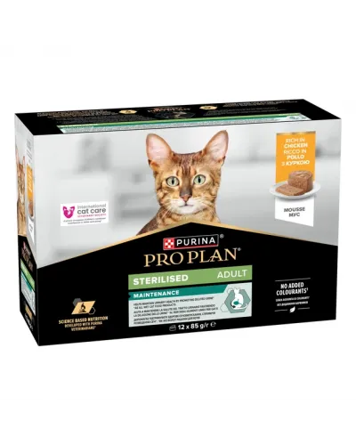Purina Pro Plan Sterilised Промо набір мус з куркою для стерилізованих котів, банка, 12x85 г