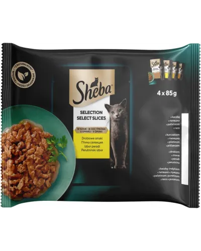 Sheba (Шеба), вологий корм для котів, асорті з м'яса птиці в соусі 4х85 г 