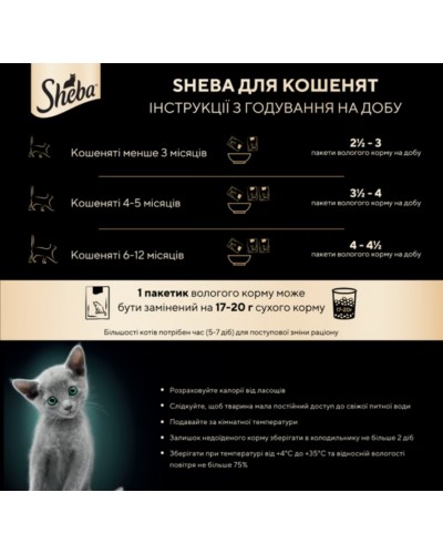 Sheba Kitten (Шеба Кіттен), шматочки з куркою в соусі, 85 г Sheba Kitten (Шеба Кіттен), шматочки з куркою в соусі, 85 г