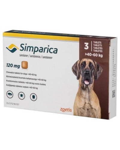 Симпарика (Simparica) для собак весом от 40 до 60 кг, 1 таблетка