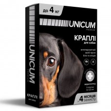 Краплі Unicum Premium від бліх та кліщів для собак вагою до 4 кг, 1 піпетка