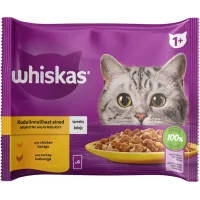 Whiskas (Віскас), вологий корм для дорослих котів, 4х85 г: курка в желе 2х85 г та індичка в желе 2х85 г