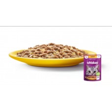 Whiskas (Віскас), вологий корм для дорослих котів, з куркою, шматочки в желе, 85 г