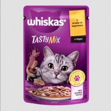 Whiskas Tasty Mix (Віскас Тесті Мікс), вологий корм для дорослих котів, з ягням та індичкою в соусі, 85 г
