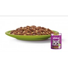 Whiskas (Віскас), вологий корм для дорослих котів, з ягням, шматочки в желе, 85 г